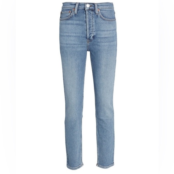 RE/DONE High-Rise Ankle Crop Jeans in Hazey Indigo - Picture 6 of 10